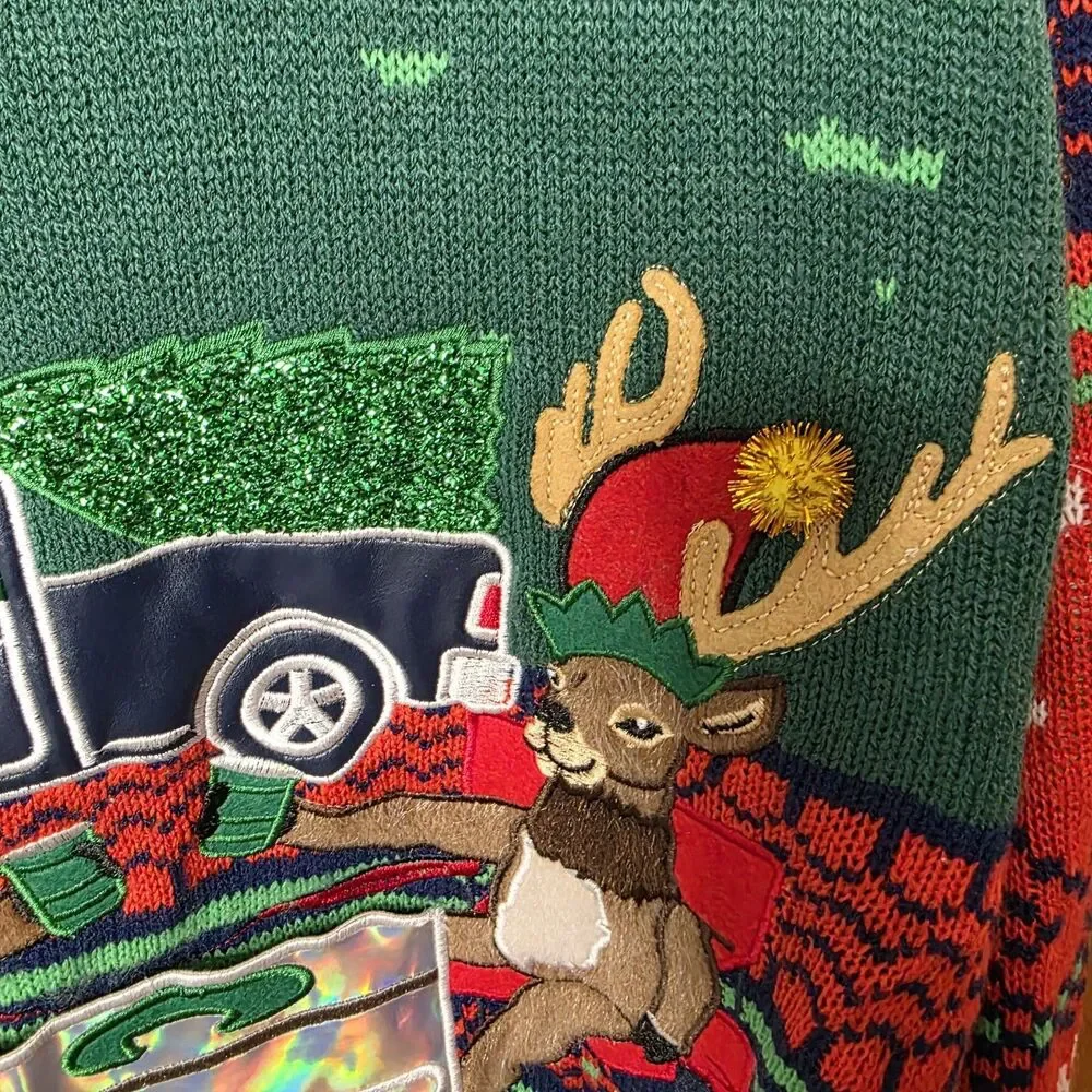 Blizzard Bay Ugly Christmas Sweater Size Medium Deer Hunting Holiday Drinking